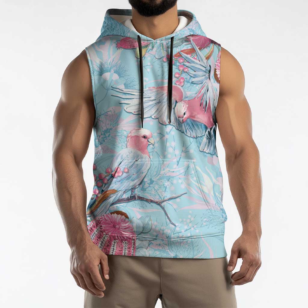 Galah Birds Australia Baby Blue & Pink Sleeveless Hoodie - Aussie Hoodie