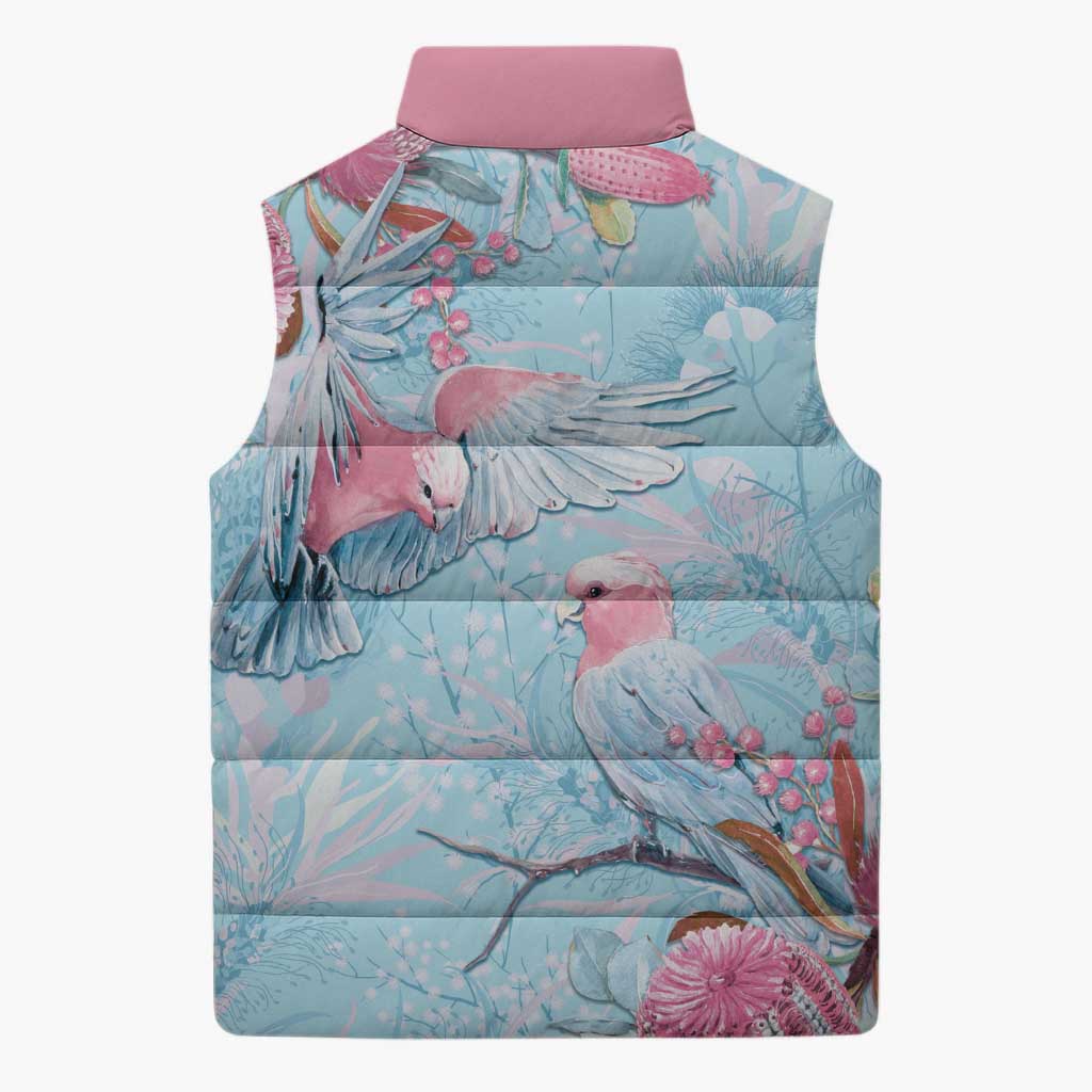 Galah Birds Australia Baby Blue & Pink Sleeveless Puffer Jacket - Aussie Hoodie