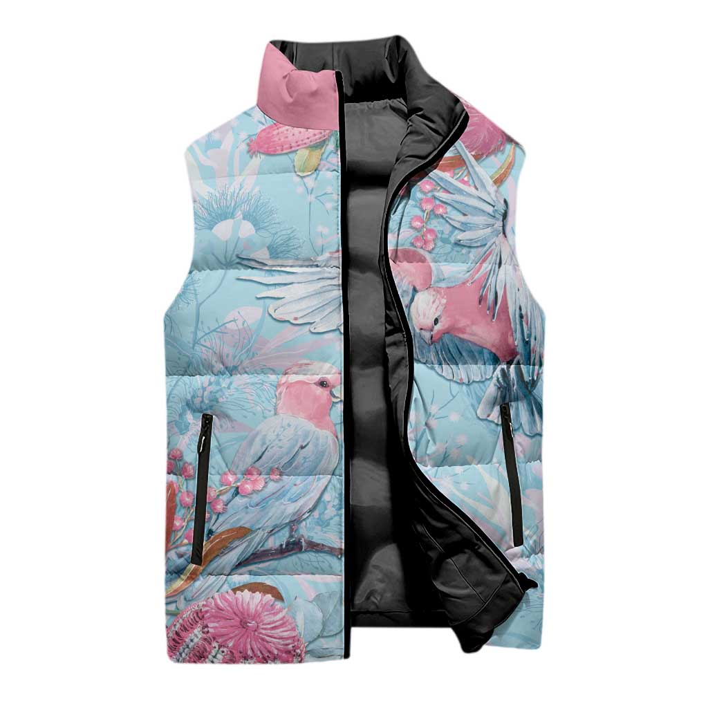 Galah Birds Australia Baby Blue & Pink Sleeveless Puffer Jacket - Aussie Hoodie