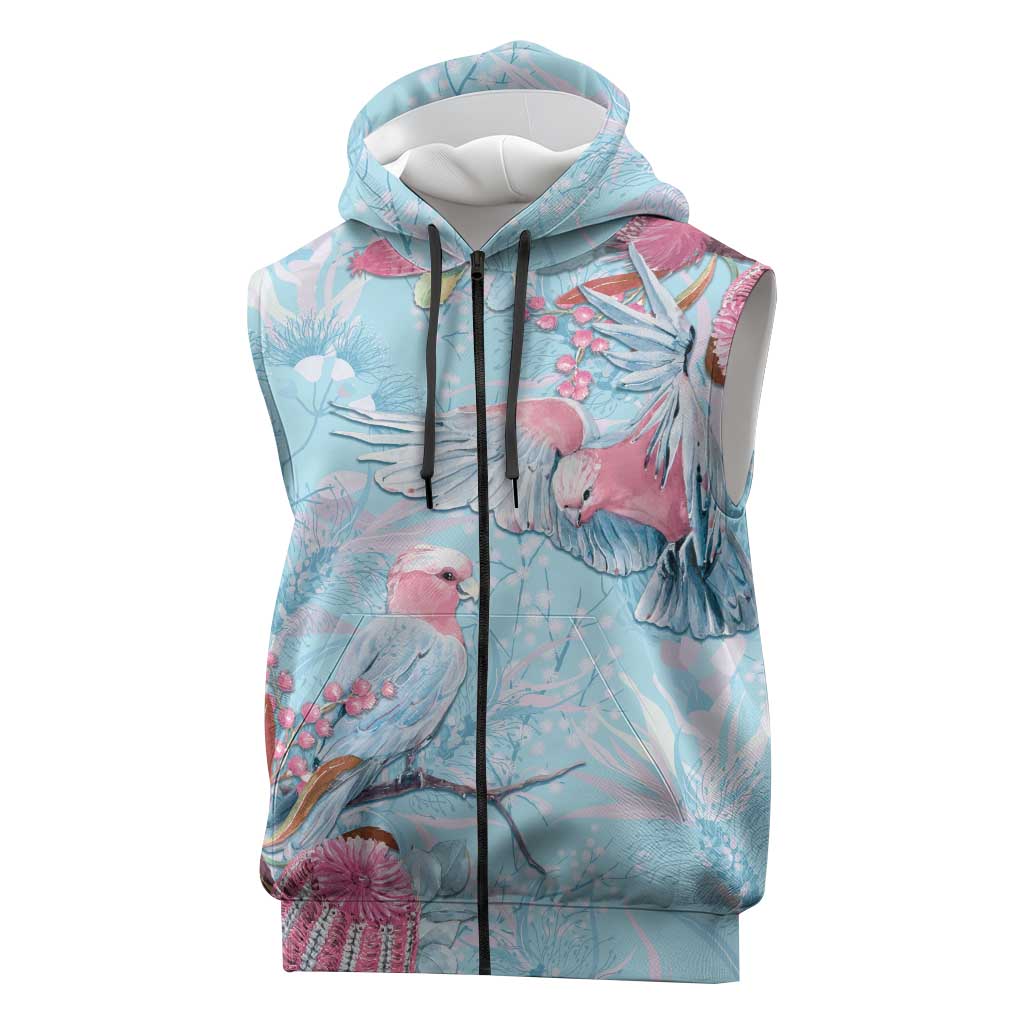 Galah Birds Australia Baby Blue & Pink Sleeveless Zip Hoodie - Aussie Hoodie