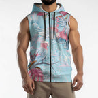 Galah Birds Australia Baby Blue & Pink Sleeveless Zip Hoodie - Aussie Hoodie