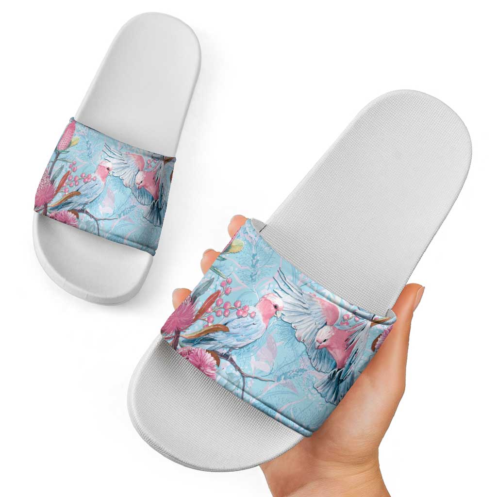 Galah Birds Australia Baby Blue & Pink Slide Sandals - Aussie Hoodie