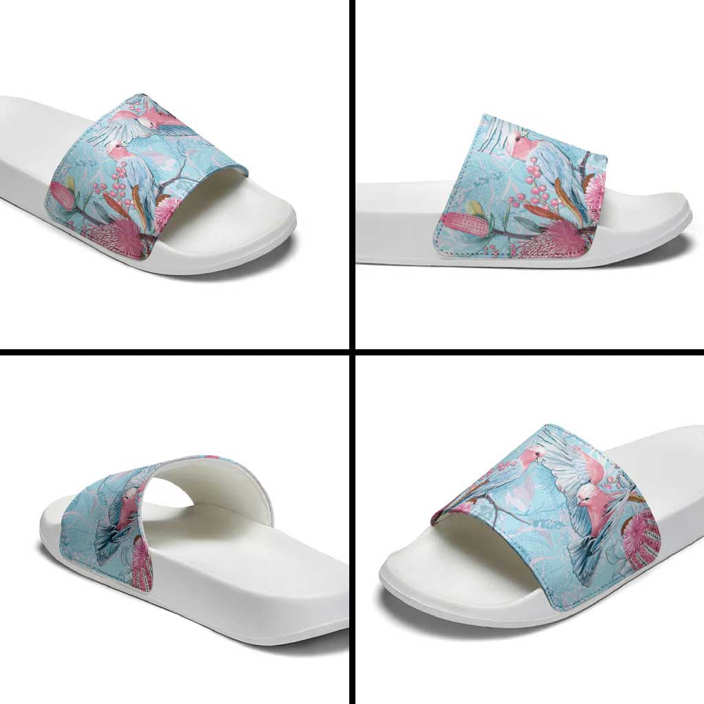 Galah Birds Australia Baby Blue & Pink Slide Sandals - Aussie Hoodie