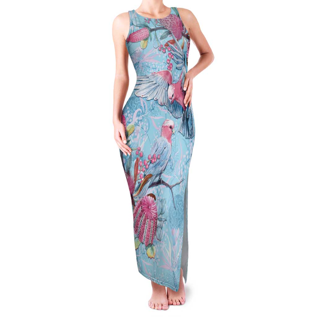 Galah Birds Australia Baby Blue & Pink Tank Maxi Dress - Aussie Hoodie