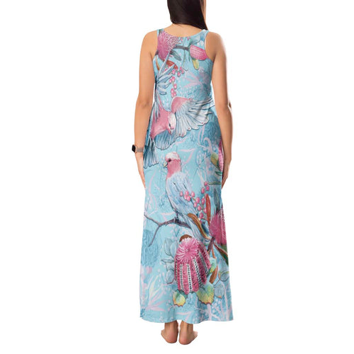Galah Birds Australia Baby Blue & Pink Tank Maxi Dress - Aussie Hoodie