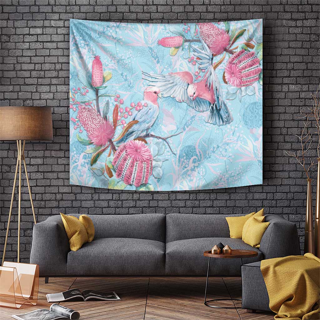 Galah Birds Australia Baby Blue & Pink Tapestry - Aussie Hoodie