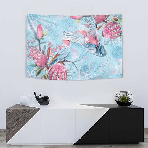 Galah Birds Australia Baby Blue & Pink Tapestry - Aussie Hoodie