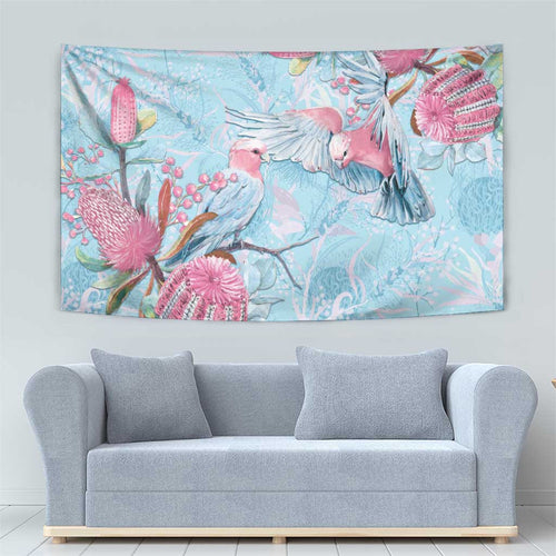 Galah Birds Australia Baby Blue & Pink Tapestry - Aussie Hoodie