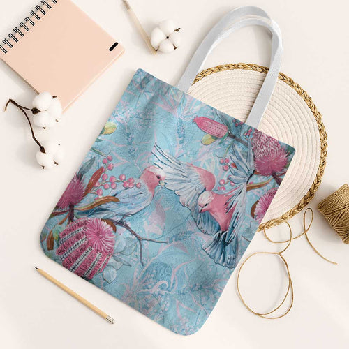 Galah Birds Australia Baby Blue & Pink Tote Bag - Aussie Hoodie