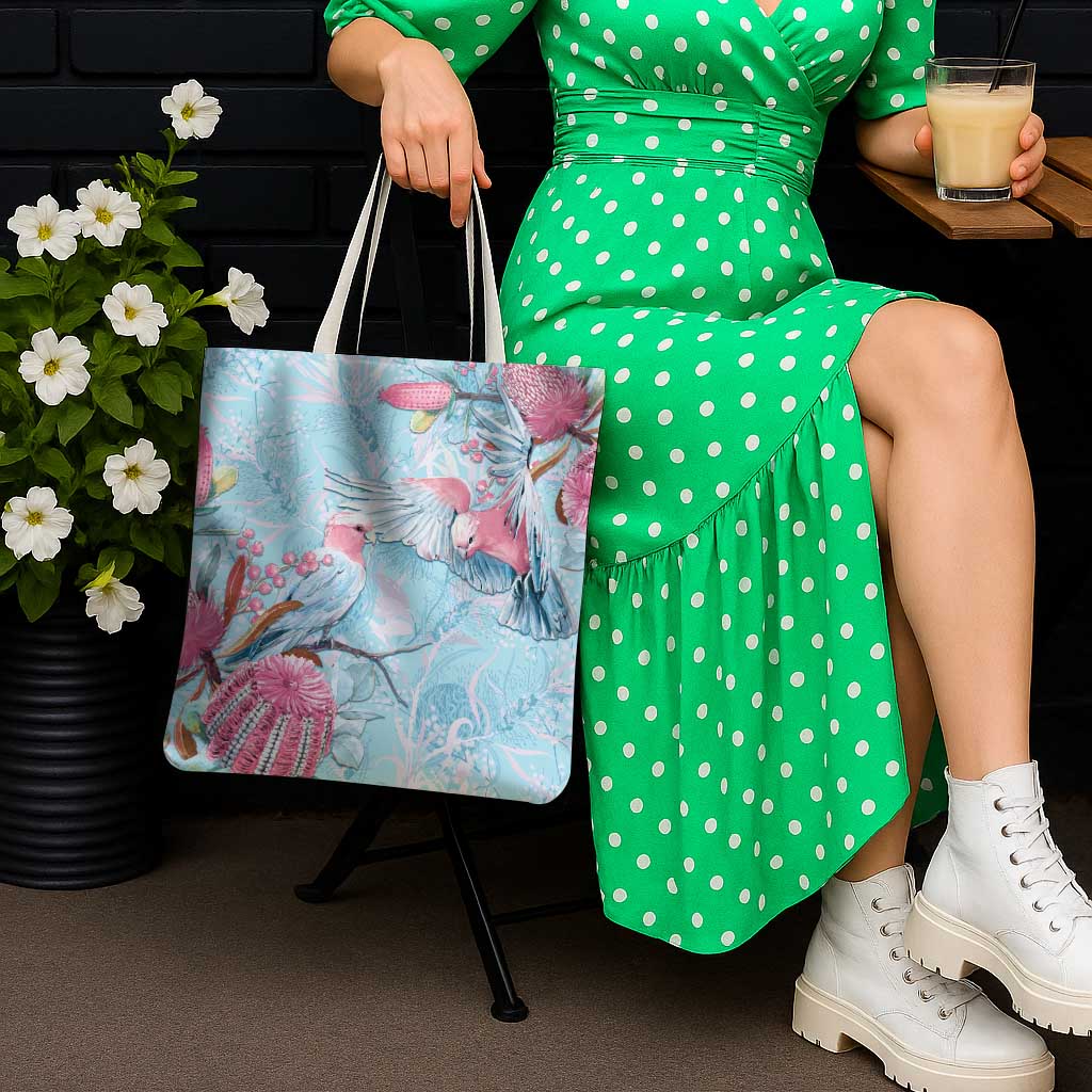 Galah Birds Australia Baby Blue & Pink Tote Bag - Aussie Hoodie