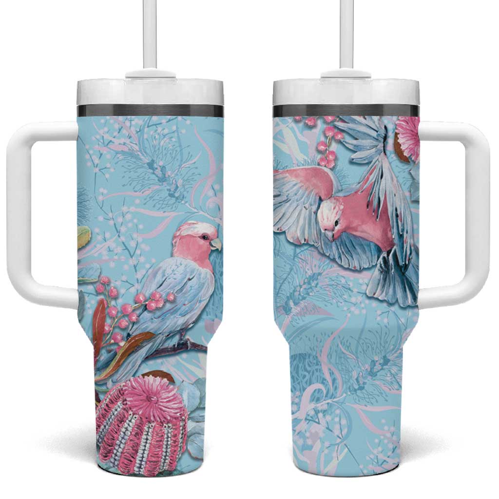 Galah Birds Australia Baby Blue & Pink Tumbler With Handle - Aussie Hoodie