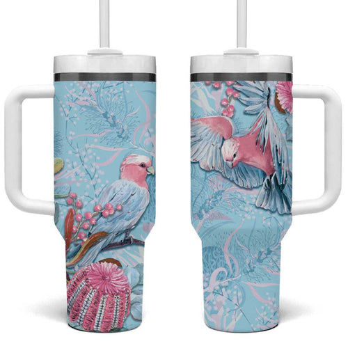 Galah Birds Australia Baby Blue & Pink Tumbler With Handle - Aussie Hoodie