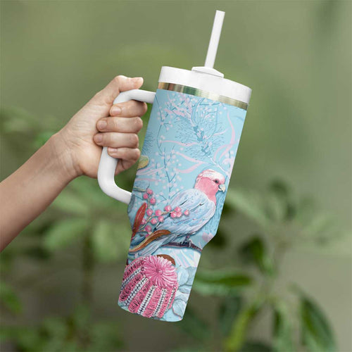 Galah Birds Australia Baby Blue & Pink Tumbler With Handle - Aussie Hoodie