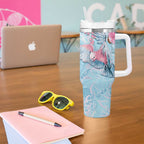 Galah Birds Australia Baby Blue & Pink Tumbler With Handle - Aussie Hoodie
