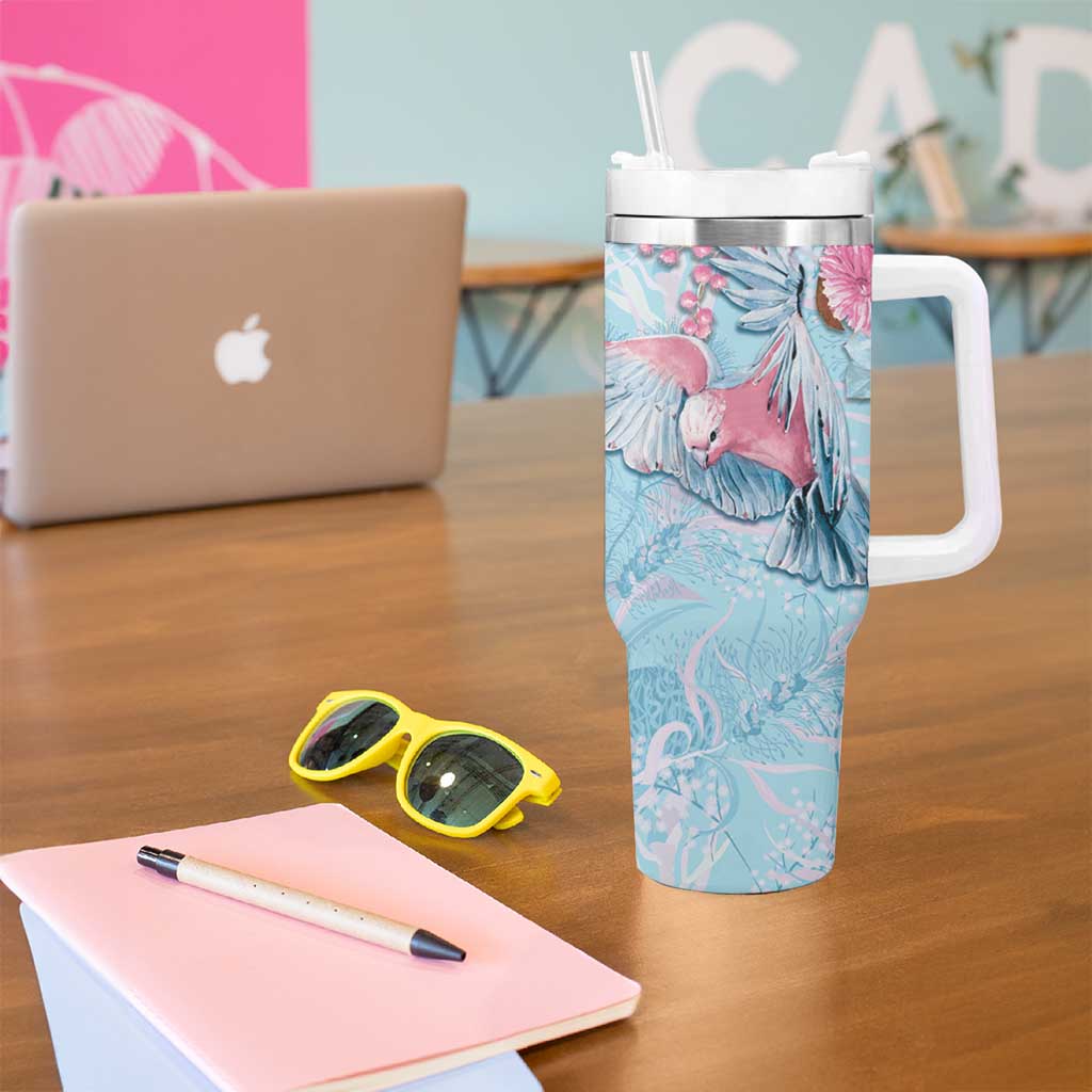 Galah Birds Australia Baby Blue & Pink Tumbler With Handle - Aussie Hoodie