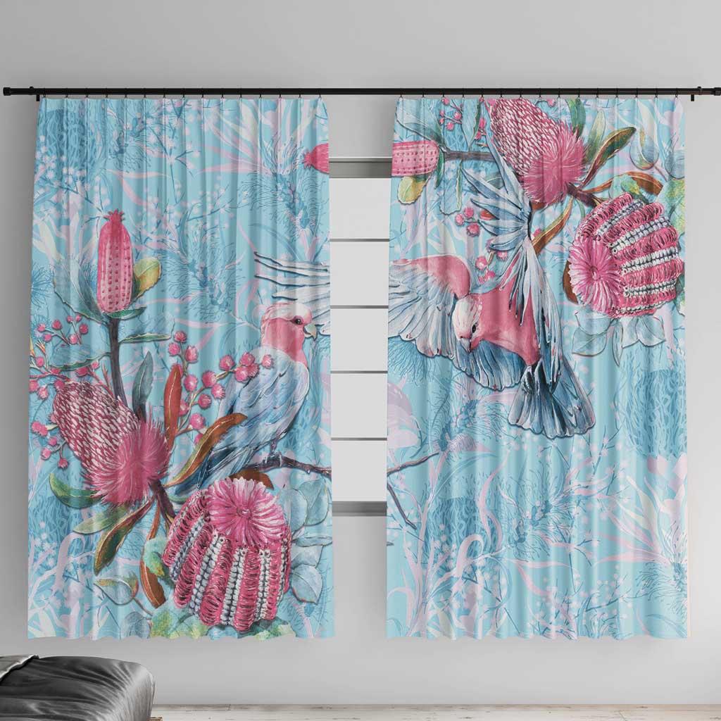 Galah Birds Australia Baby Blue & Pink Window Curtain - Aussie Hoodie