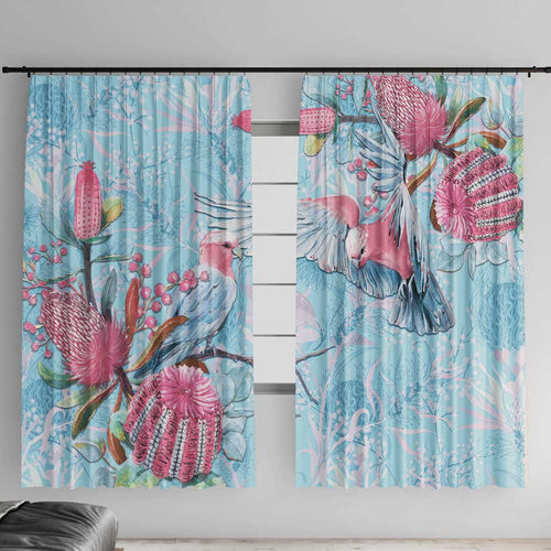 Galah Birds Australia Baby Blue & Pink Window Curtain - Aussie Hoodie