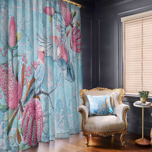 Galah Birds Australia Baby Blue & Pink Window Curtain - Aussie Hoodie