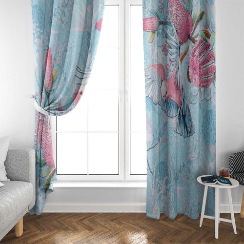 Galah Birds Australia Baby Blue & Pink Window Curtain - Aussie Hoodie