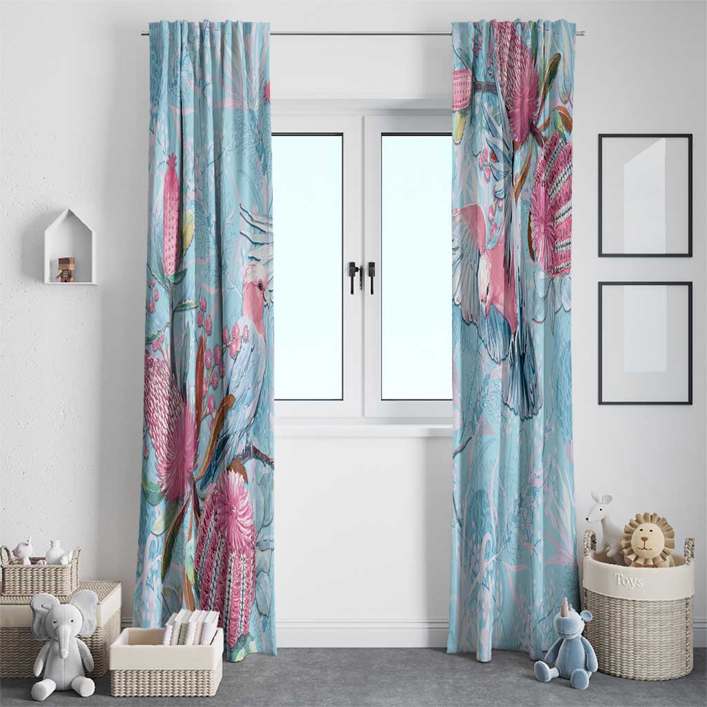 Galah Birds Australia Baby Blue & Pink Window Curtain - Aussie Hoodie