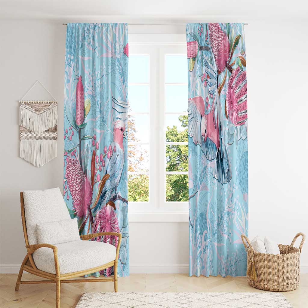 Galah Birds Australia Baby Blue & Pink Window Curtain - Aussie Hoodie