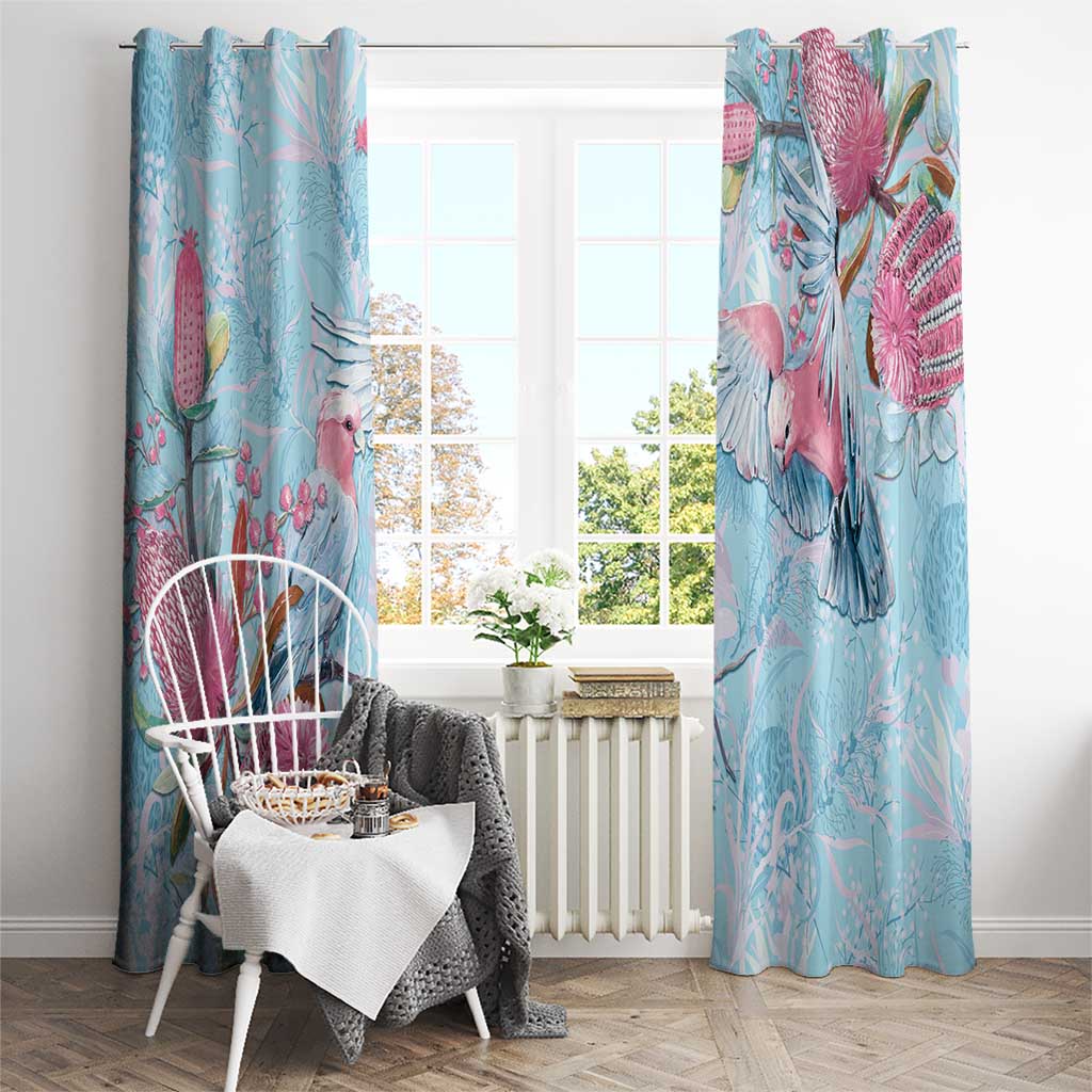 Galah Birds Australia Baby Blue & Pink Window Curtain - Aussie Hoodie