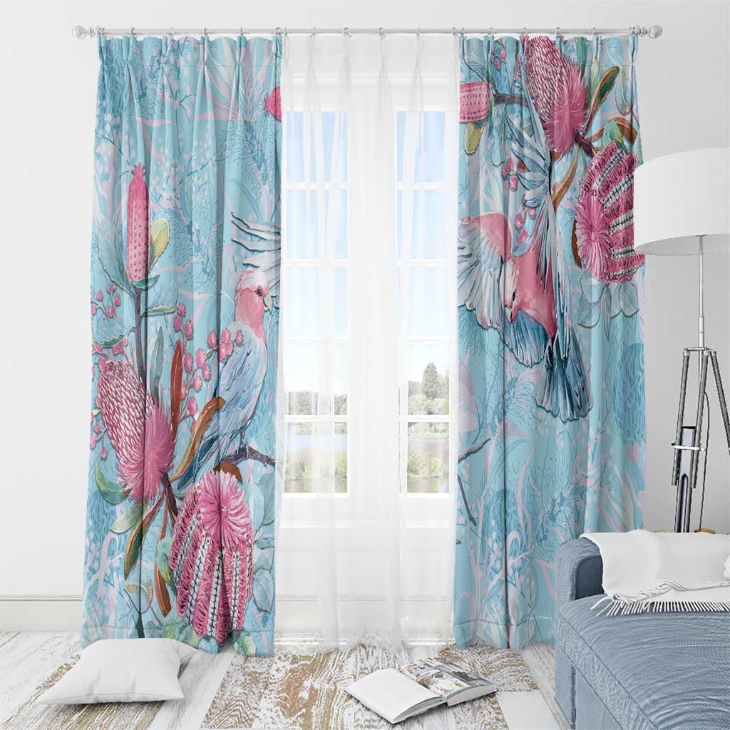 Galah Birds Australia Baby Blue & Pink Window Curtain - Aussie Hoodie
