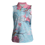 Galah Birds Australia Baby Blue & Pink Women Sleeveless Polo Shirt - Aussie Hoodie
