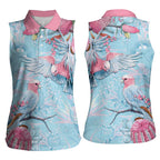 Galah Birds Australia Baby Blue & Pink Women Sleeveless Polo Shirt - Aussie Hoodie