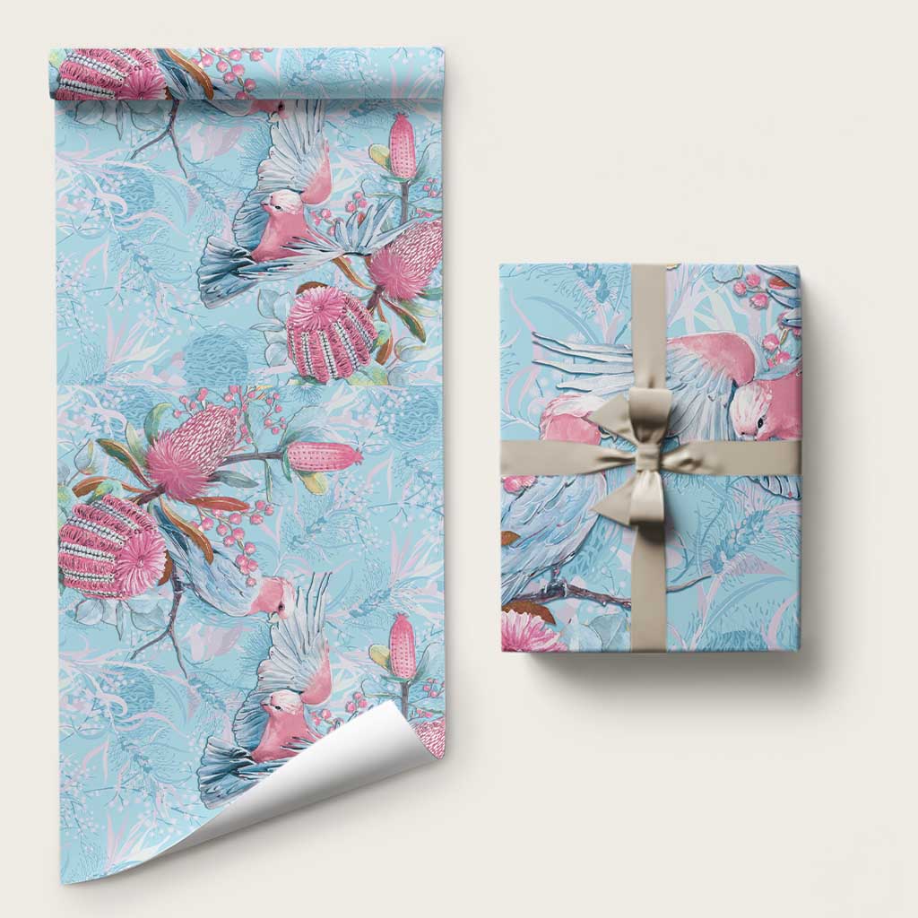 Galah Birds Australia Baby Blue & Pink Wrapping Paper