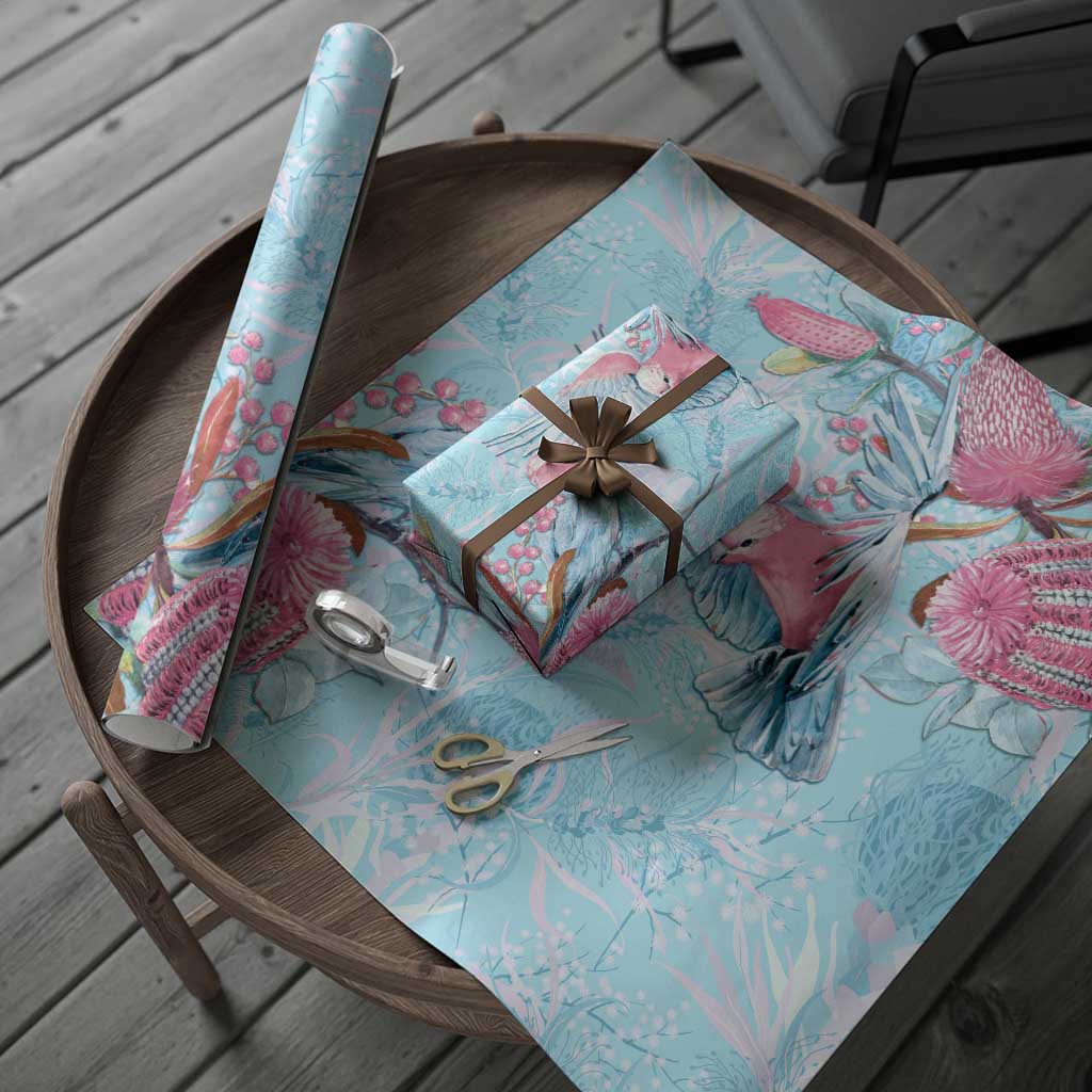 Galah Birds Australia Baby Blue & Pink Wrapping Paper