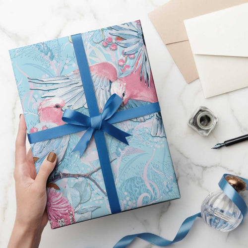 Galah Birds Australia Baby Blue & Pink Wrapping Paper