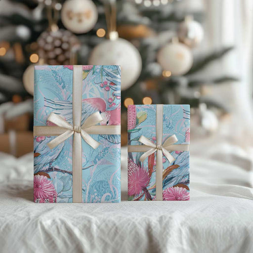 Galah Birds Australia Baby Blue & Pink Wrapping Paper