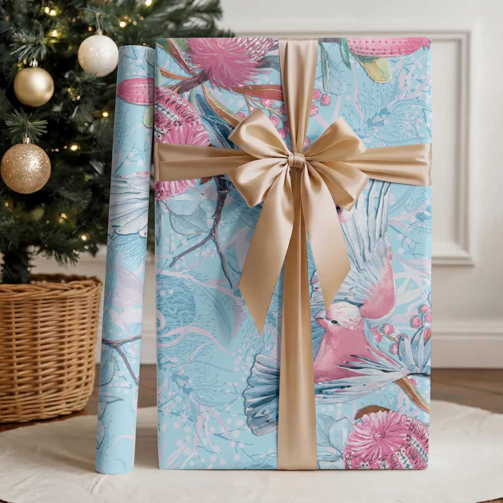 Galah Birds Australia Baby Blue & Pink Wrapping Paper