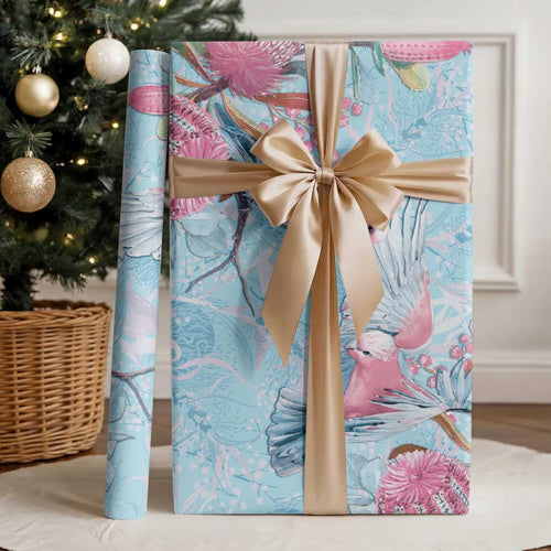 Galah Birds Australia Baby Blue & Pink Wrapping Paper