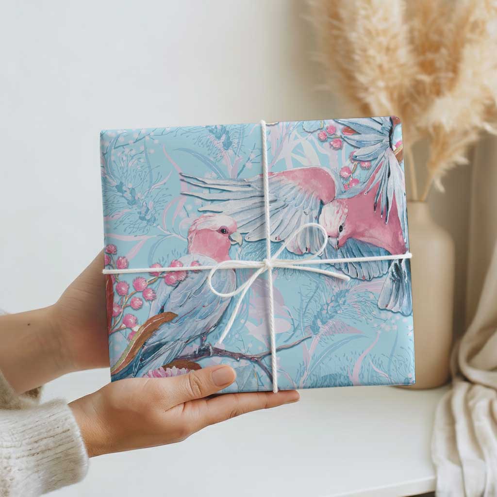 Galah Birds Australia Baby Blue & Pink Wrapping Paper