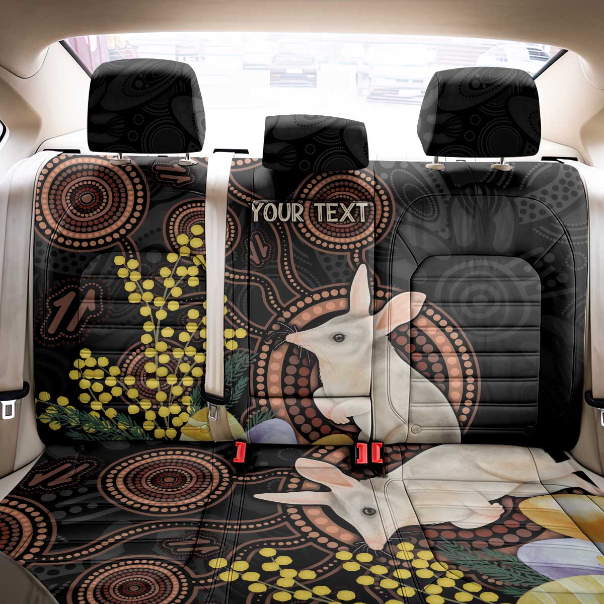 Australia Easter Indigenous Personalized Back Car Seat Cover Cute Easter Bilby