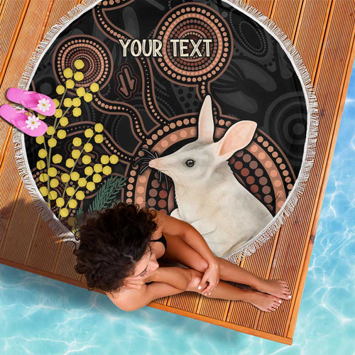 Australia Easter Indigenous Personalized Beach Blanket Cute Easter Bilby