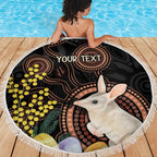 Australia Easter Indigenous Personalized Beach Blanket Cute Easter Bilby