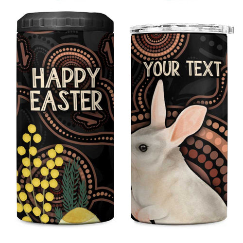 Australia Easter Indigenous Personalized 4 in 1 Can Cooler Tumbler Cute Easter Bilby