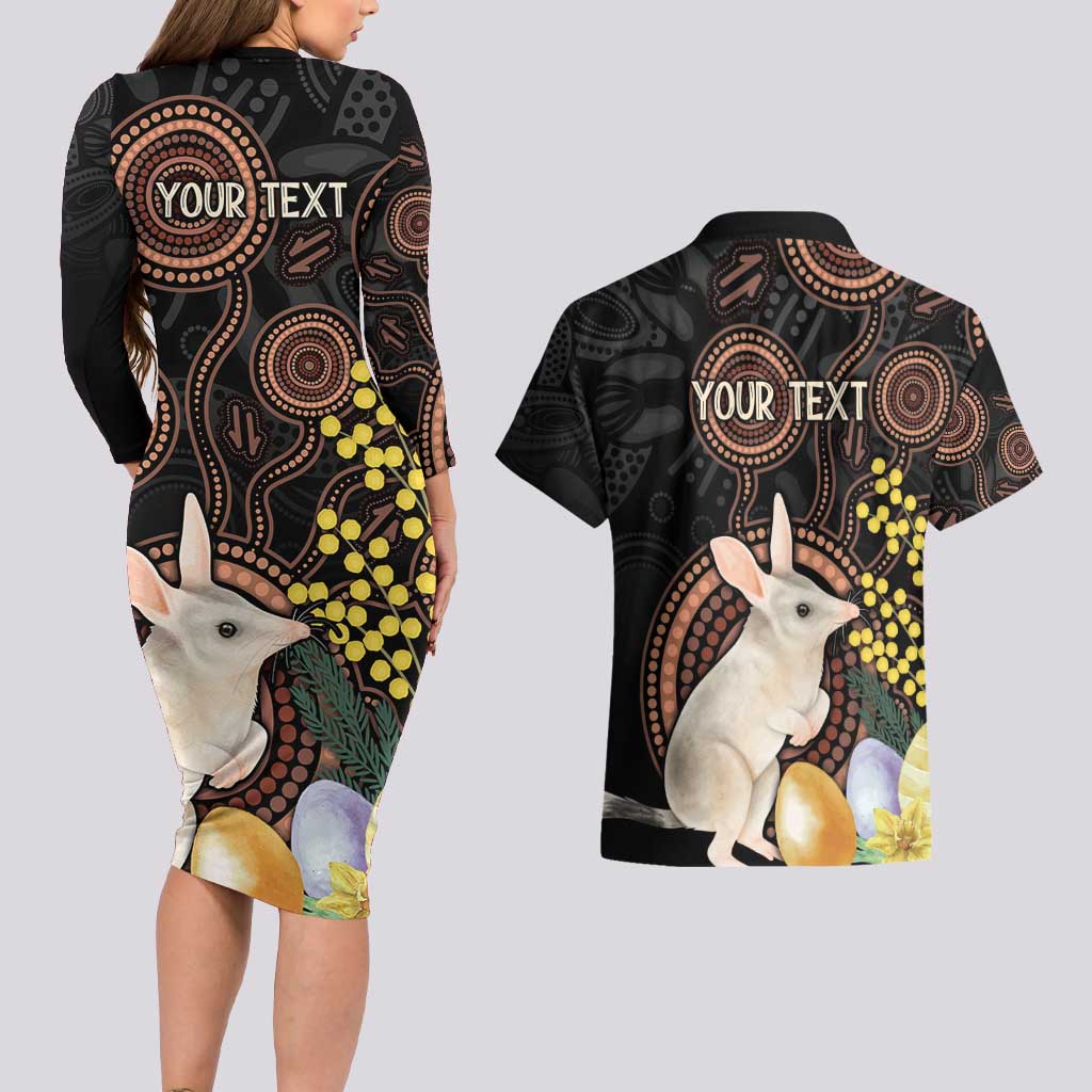 Australia Easter Indigenous Personalized Couples Matching Long Sleeve Bodycon Dress and Hawaiian Shirt Cute Easter Bilby