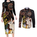 Australia Easter Indigenous Personalized Couples Matching Long Sleeve Bodycon Dress and Long Sleeve Button Shirt Cute Easter Bilby