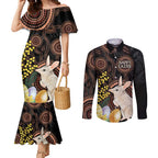 Australia Easter Indigenous Personalized Couples Matching Mermaid Dress and Long Sleeve Button Shirt Cute Easter Bilby