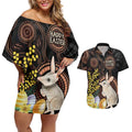 Australia Easter Indigenous Personalized Couples Matching Off Shoulder Short Dress and Hawaiian Shirt Cute Easter Bilby