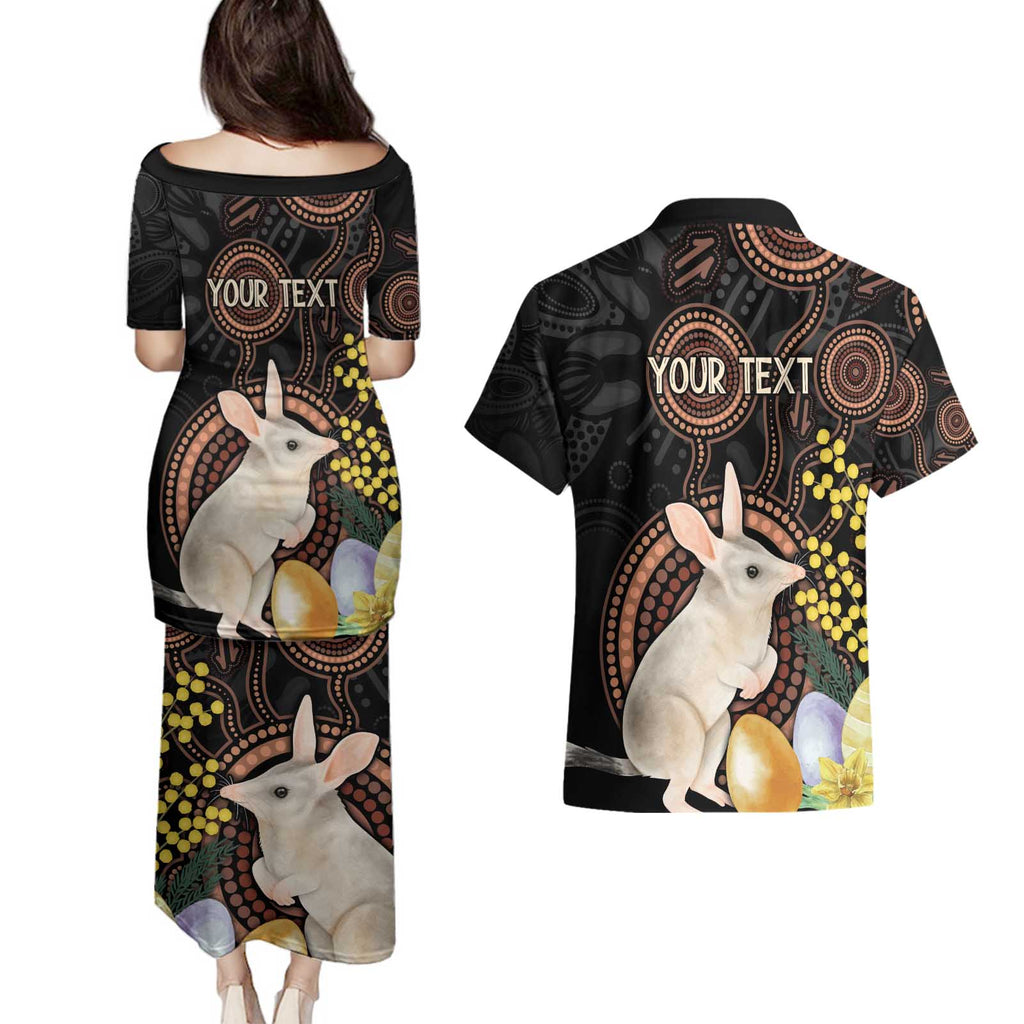 Australia Easter Indigenous Personalized Couples Matching Puletasi and Hawaiian Shirt Cute Easter Bilby