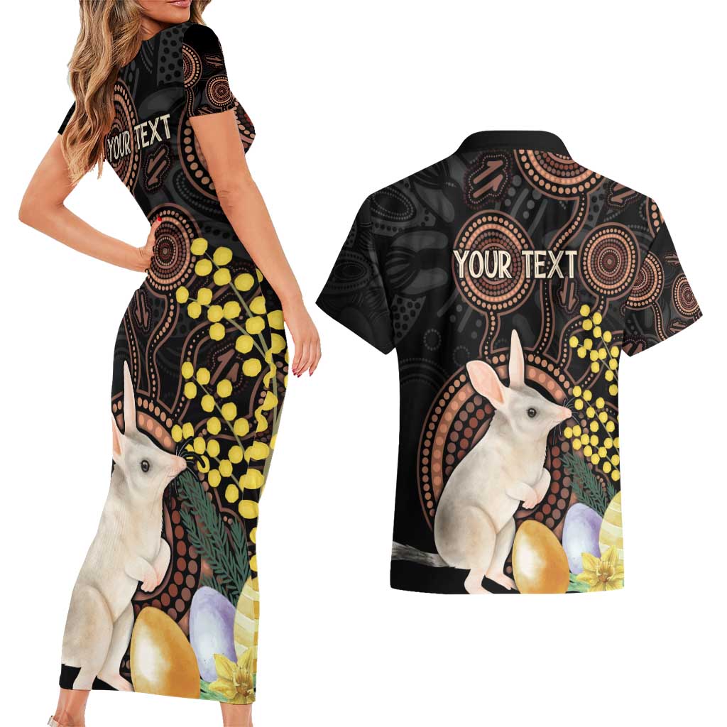 Australia Easter Indigenous Personalized Couples Matching Short Sleeve Bodycon Dress and Hawaiian Shirt Cute Easter Bilby