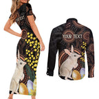 Australia Easter Indigenous Personalized Couples Matching Short Sleeve Bodycon Dress and Long Sleeve Button Shirt Cute Easter Bilby