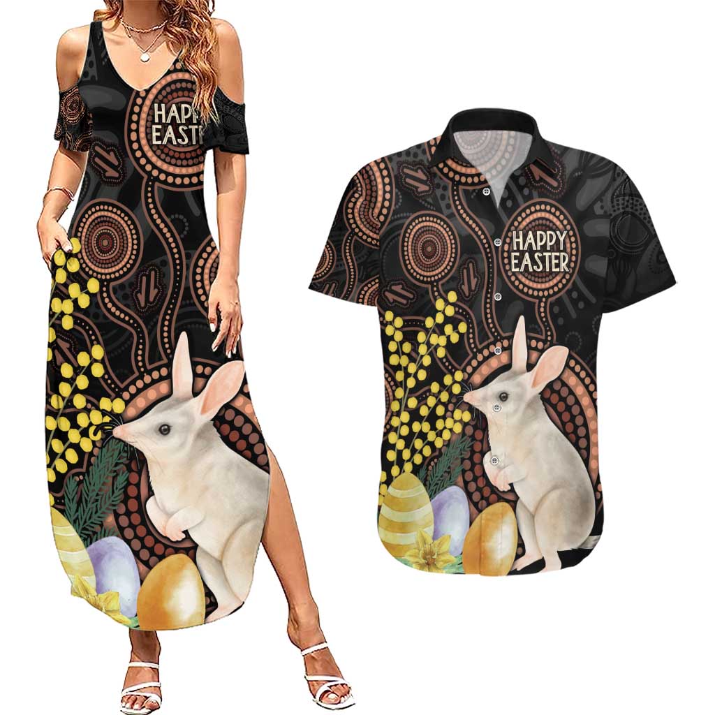Australia Easter Indigenous Personalized Couples Matching Summer Maxi Dress and Hawaiian Shirt Cute Easter Bilby