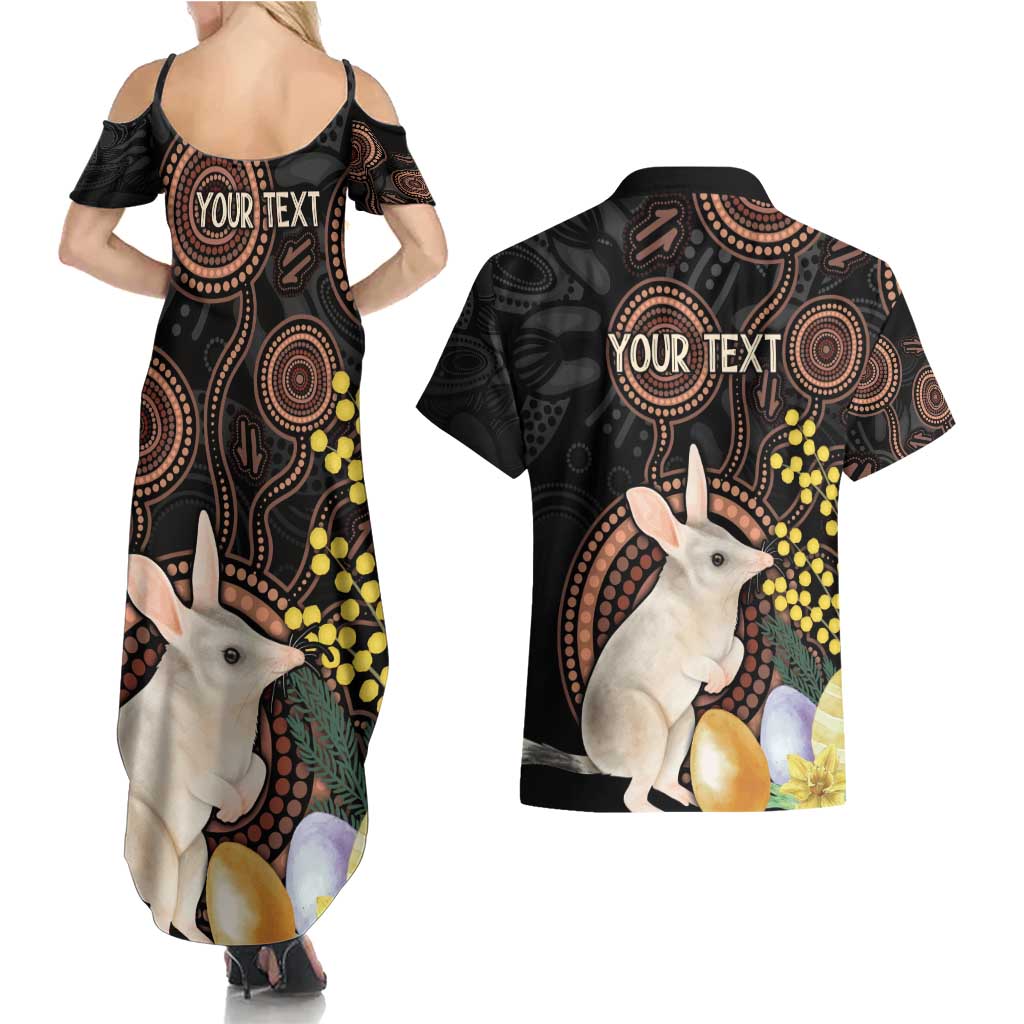 Australia Easter Indigenous Personalized Couples Matching Summer Maxi Dress and Hawaiian Shirt Cute Easter Bilby