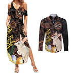 Australia Easter Indigenous Personalized Couples Matching Summer Maxi Dress and Long Sleeve Button Shirt Cute Easter Bilby